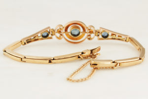 ANTIQUE EDWARDIAN c1900 SAPPHIRE & PEARL BRACLET 15ct GOLD