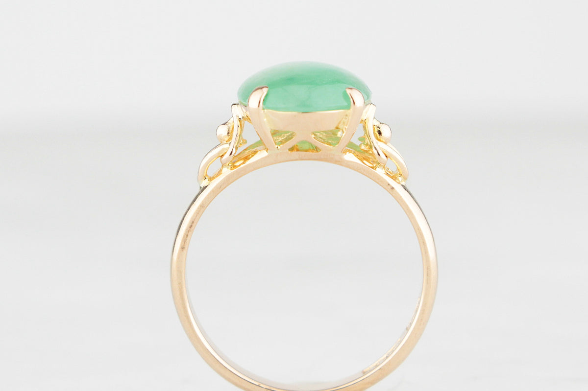 VINTAGE 1940s JADE RING 14ct GOLD