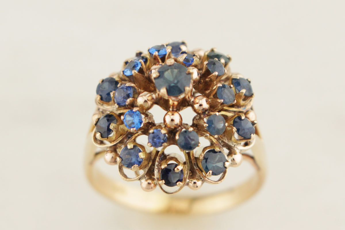VINTAGE c1940’s SAPPHIRE PRINCESS RING 14ct GOLD