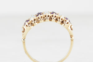RETRO c1970’S AMETHYST & SOLID OPAL RING 9ct GOLD