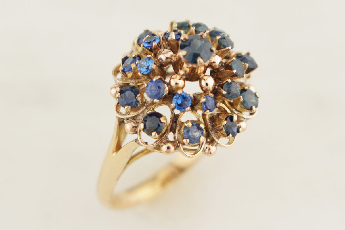 VINTAGE c1940’s SAPPHIRE PRINCESS RING 14ct GOLD