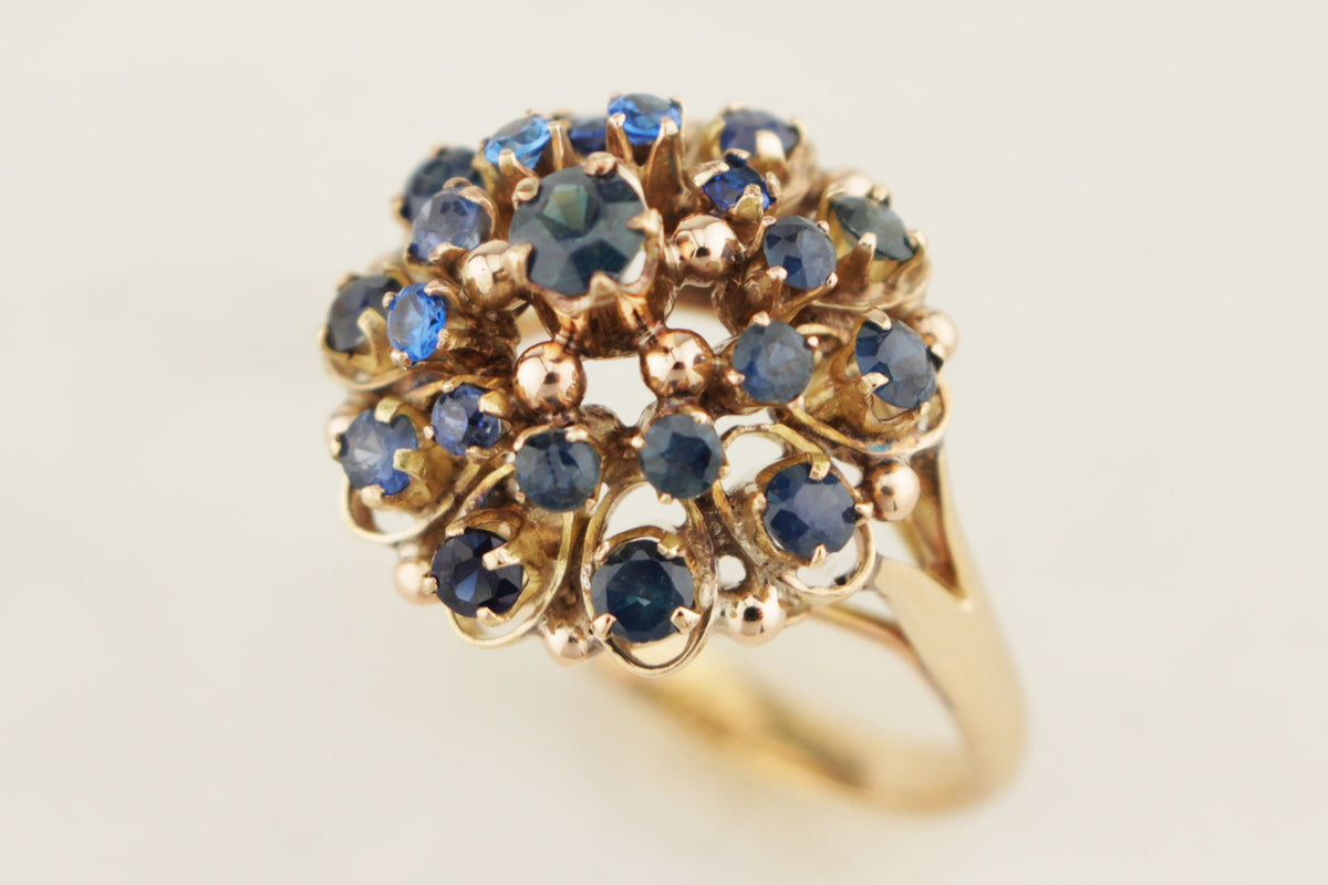 VINTAGE c1940’s SAPPHIRE PRINCESS RING 14ct GOLD