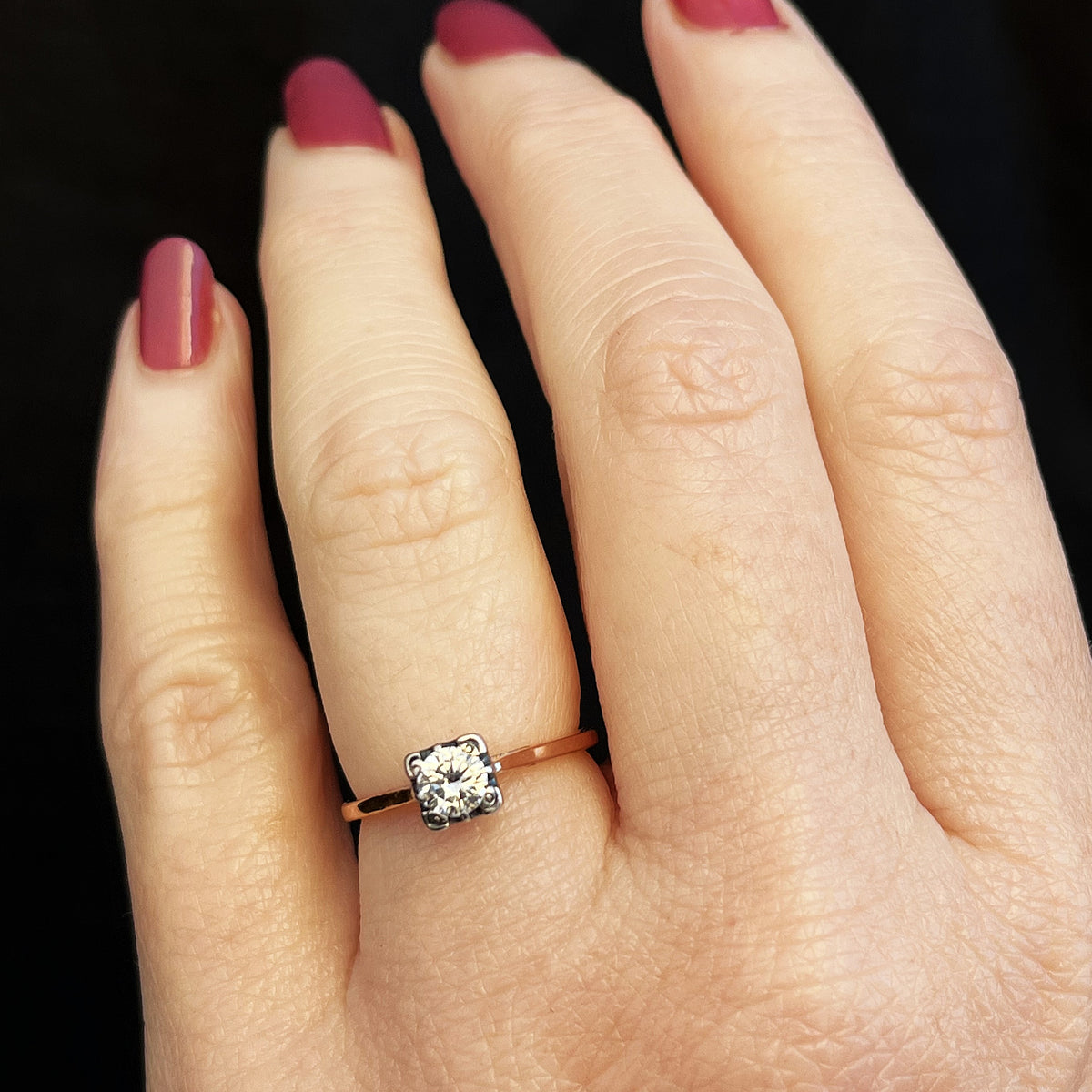 ANTIQUE .40ct SOLITAIRE DIAMOND RING 18ct GOLD