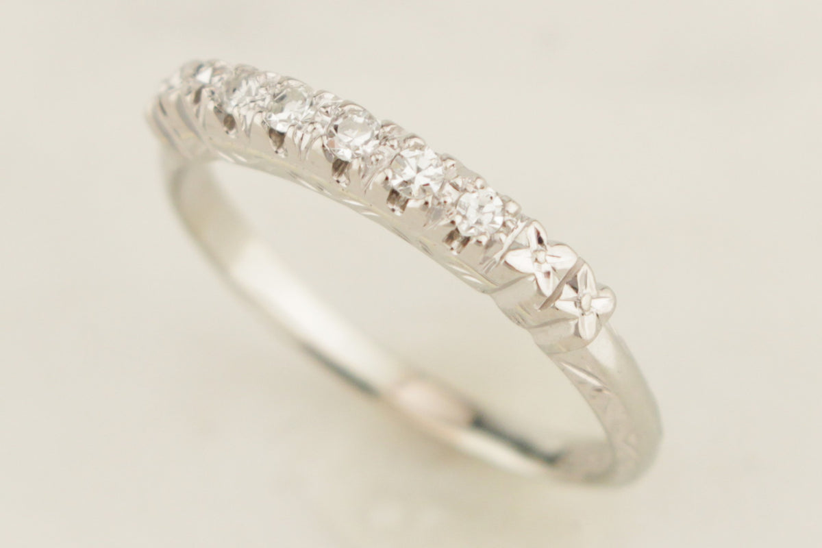 ANTIQUE ART DECO c1920 DIAMOND BAND 18ct WHITE GOLD &amp; PALLADIUM