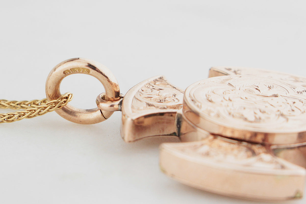 ANTIQUE VICTORIAN c1850 CROSS LOCKET PENDANT 9ct GOLD