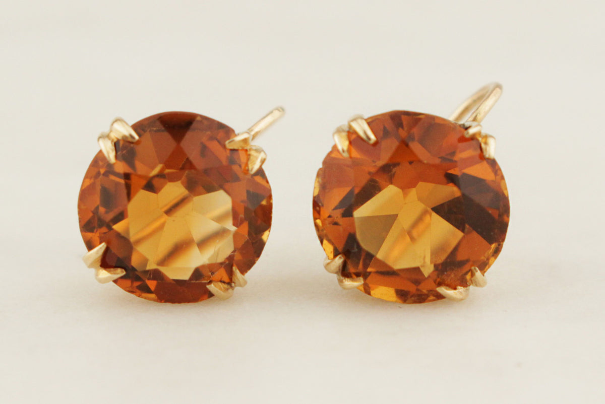 ANTIQUE EDWARDIAN c1910 CITRINE EARRINGS 9ct GOLD