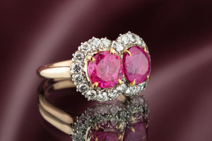 VINTAGE c1920/30 PINK SAPPHIRE & DIAMOND RING ON 18ct YELLOW & WHITE GOLD