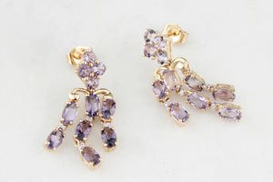 TANZANITE & DIAMOND CHANDELIER EARRINGS 9ct GOLD