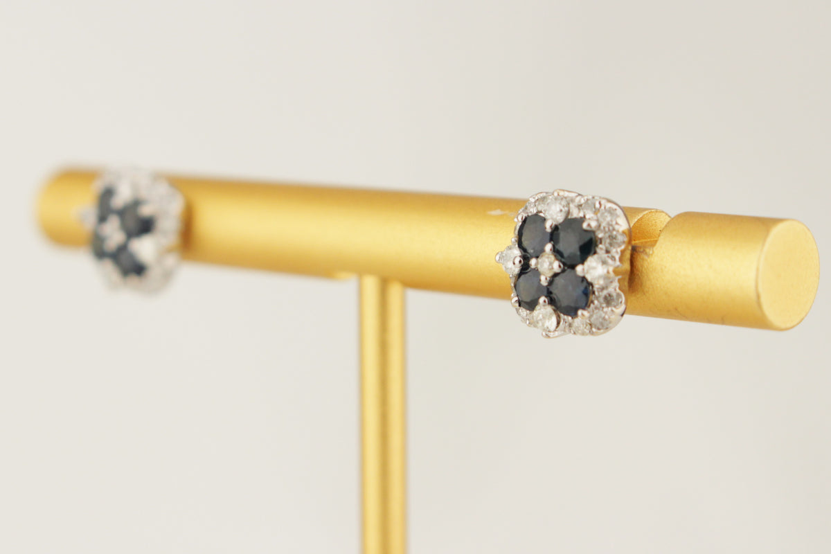 SAPPHIRE &amp; DIAMOND EARRINGS 14ct WHITE GOLD