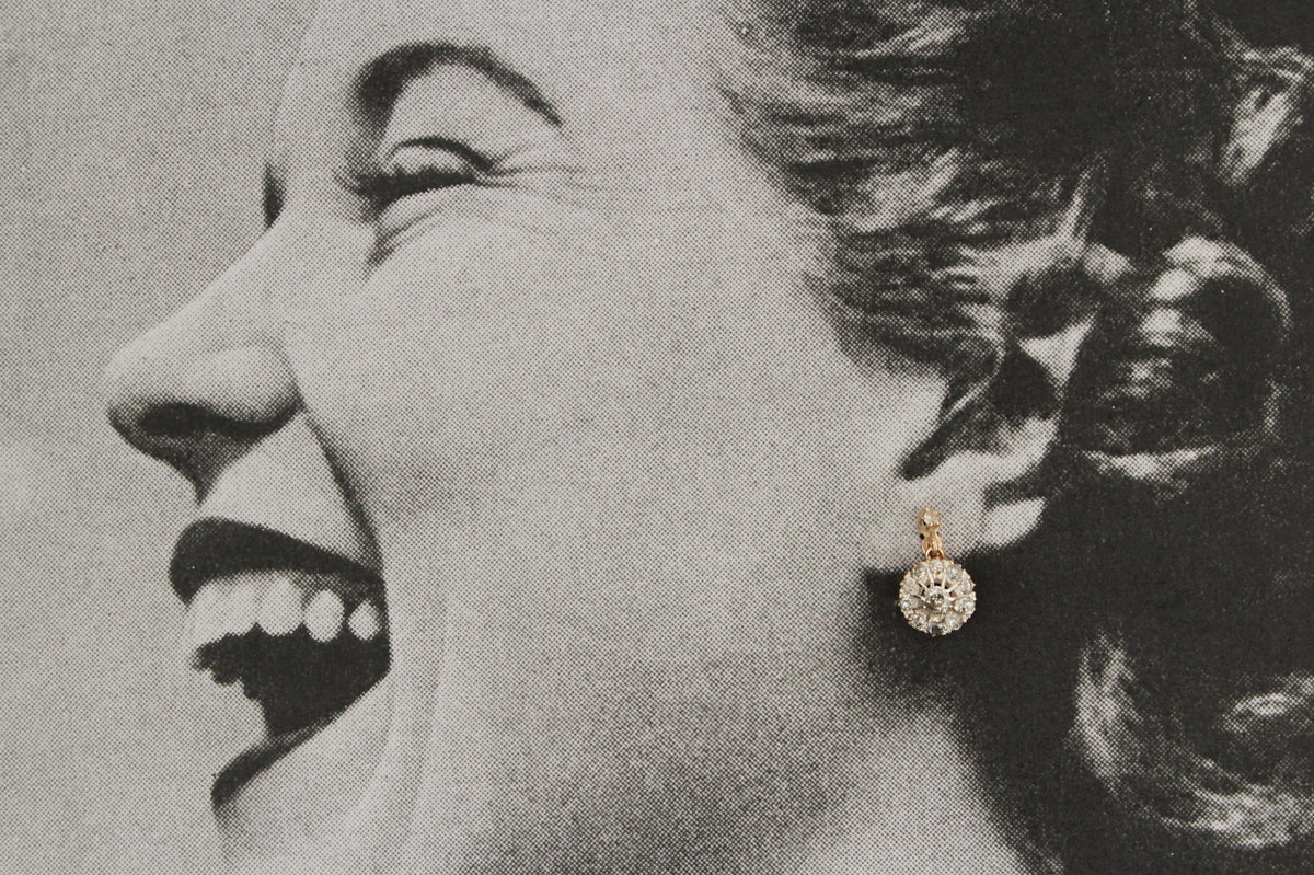 ANTIQUE EDWARDIAN c1910 .80ct DIAMOND EARRINGS 9ct GOLD