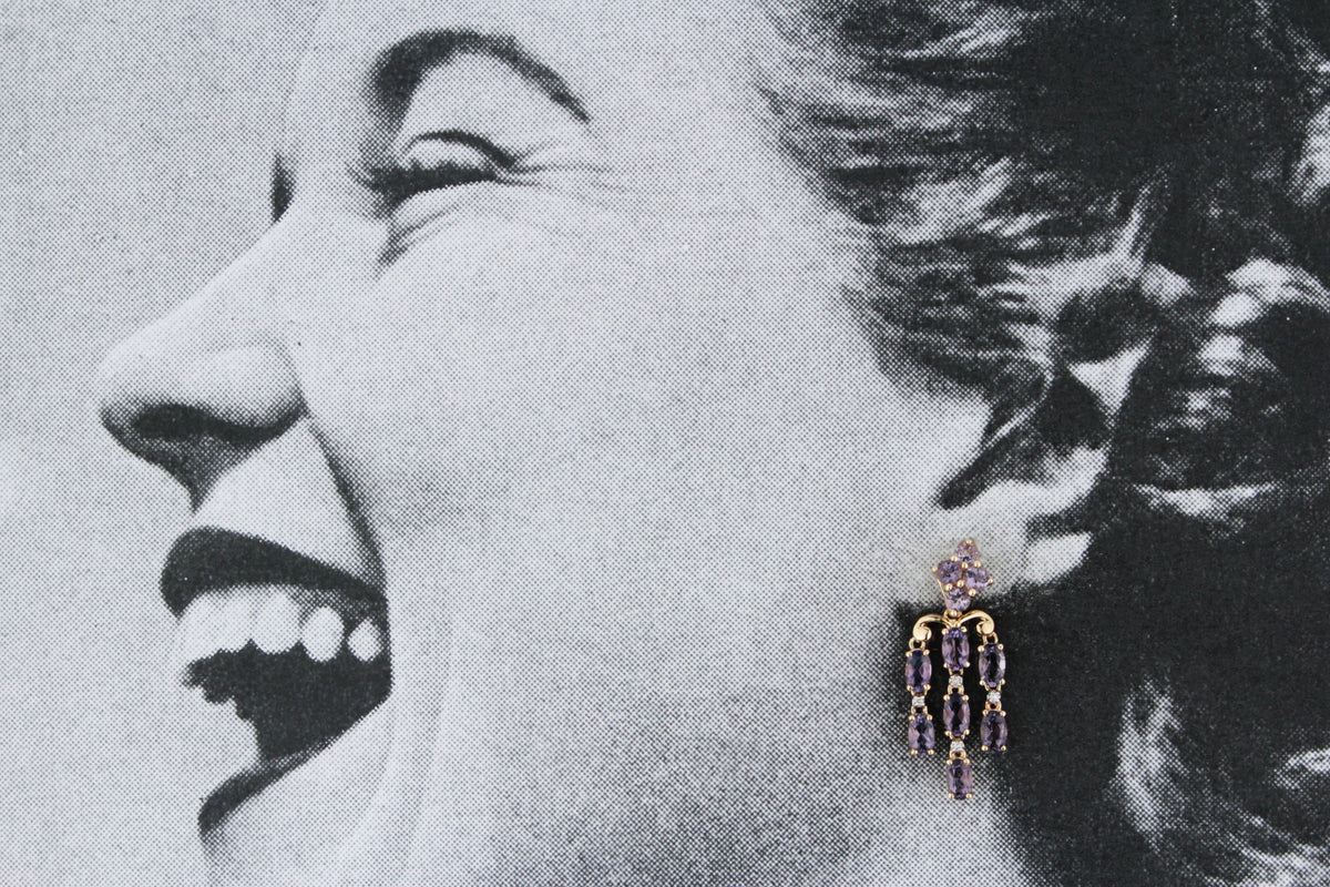 TANZANITE &amp; DIAMOND CHANDELIER EARRINGS 9ct GOLD