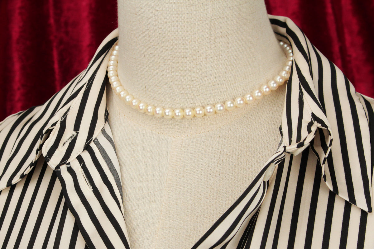 LATE ART DECO c1940 AKOYA PEARL STRAND DIAMOND CLOSURE 14ct ROSE GOLD