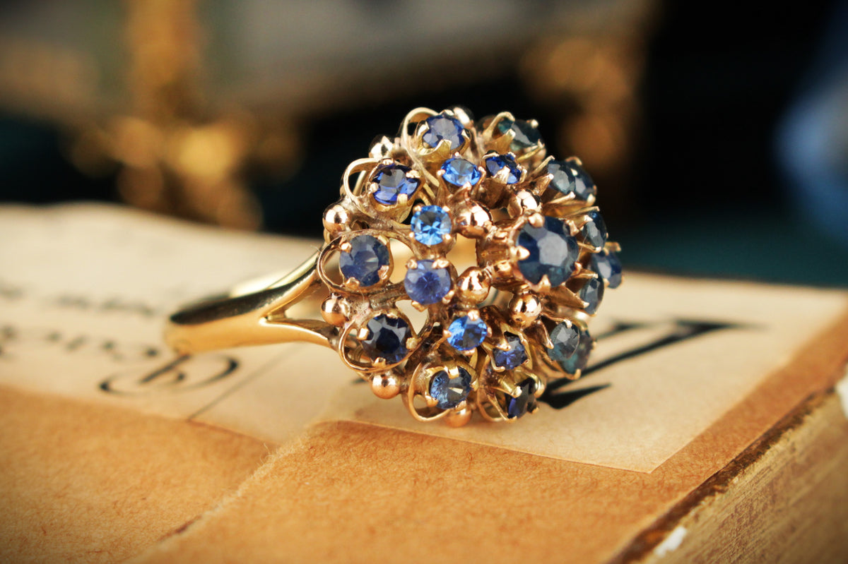 VINTAGE c1940’s SAPPHIRE PRINCESS RING 14ct GOLD