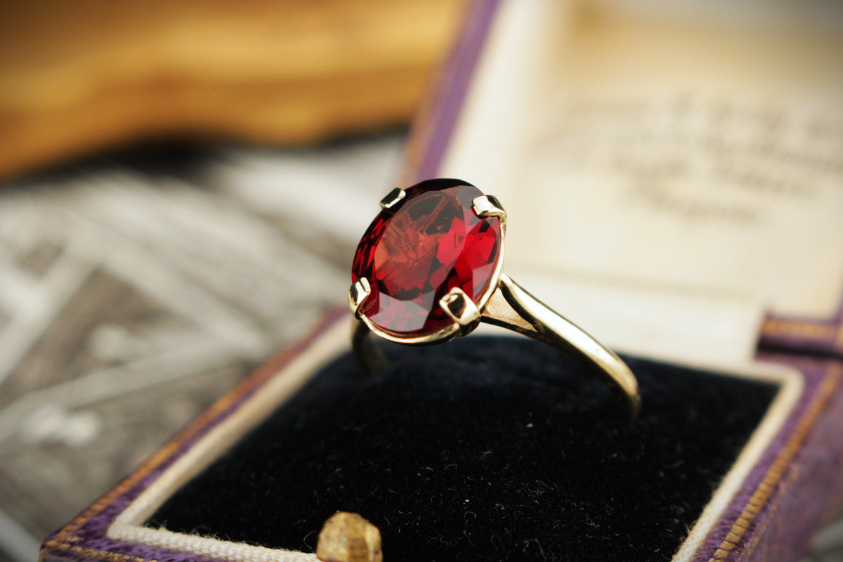 R&amp;V CUSTOM PYROPE GARNET COCKTAIL RING 9ct  GOLD