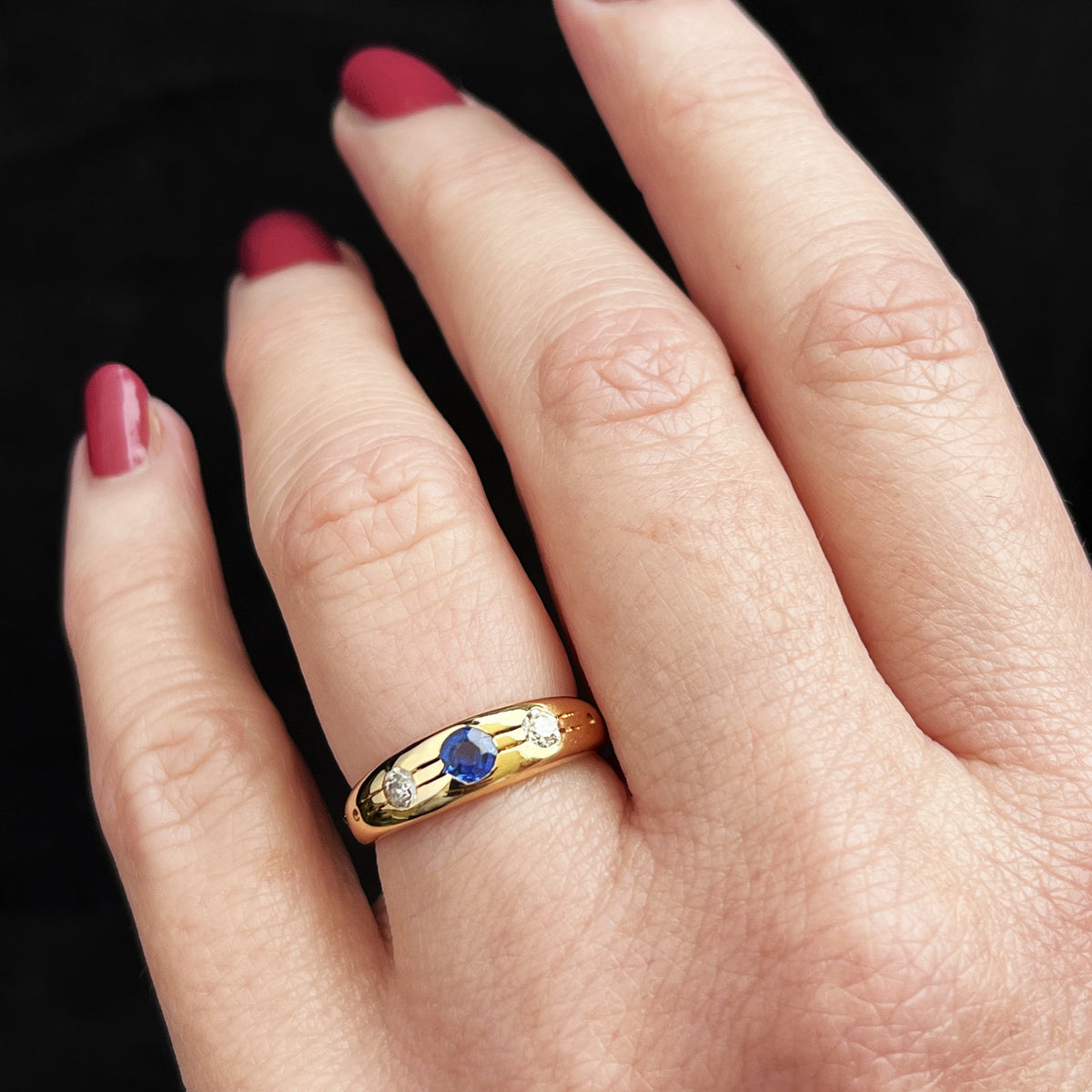 ANTIQUE SAPPHIRE &amp; DIAMOND RING 18ct GOLD