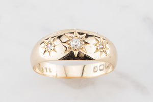 ANTIQUE LATE VICTORIAN/EDWARDIAN 1904 STAR FLUSH SET DIAMOND RING ON 18ct YELLOW GOLD