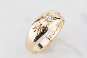 ANTIQUE LATE VICTORIAN/EDWARDIAN 1904 STAR FLUSH SET DIAMOND RING ON 18ct YELLOW GOLD