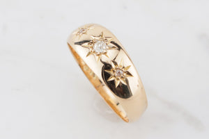 ANTIQUE LATE VICTORIAN/EDWARDIAN 1904 STAR FLUSH SET DIAMOND RING ON 18ct YELLOW GOLD