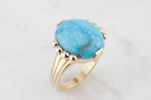 'THE CONSTANCE' TURQUOISE RING BY R&V ON 9ct YELLOW GOLD