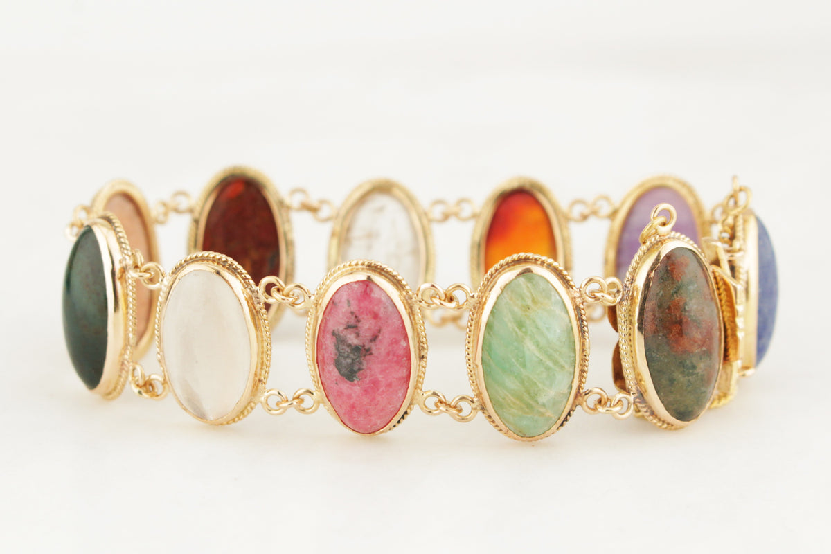 ANTIQUE EDWARDIAN c1910 GEMSTONE BRACELET 18ct GOLD