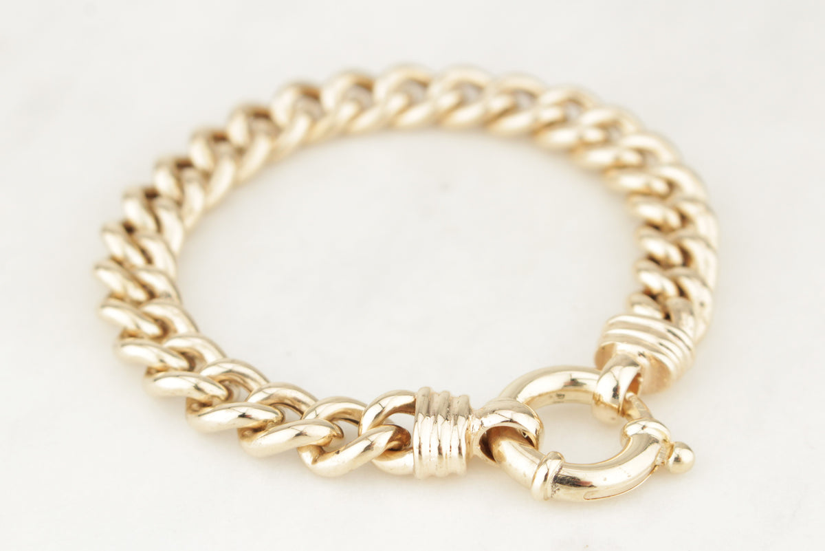 ANTIQUE EDWARDIAN c1900 9ct GOLD CURB LINK BRACELET