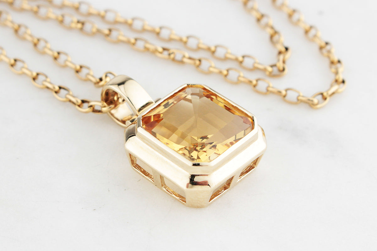 MODERN 12ct CITRINE ENHANCER PENDANT 9ct GOLD