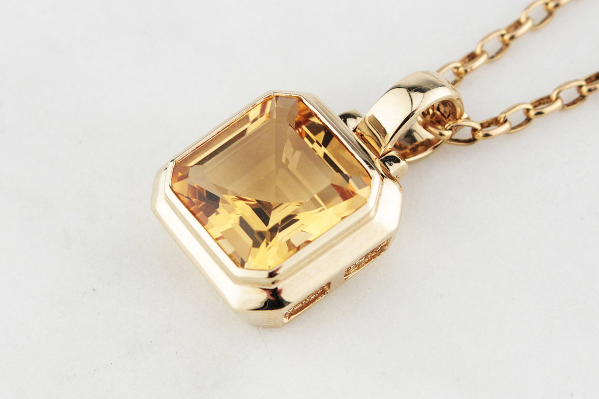 MODERN 12ct CITRINE ENHANCER PENDANT 9ct GOLD