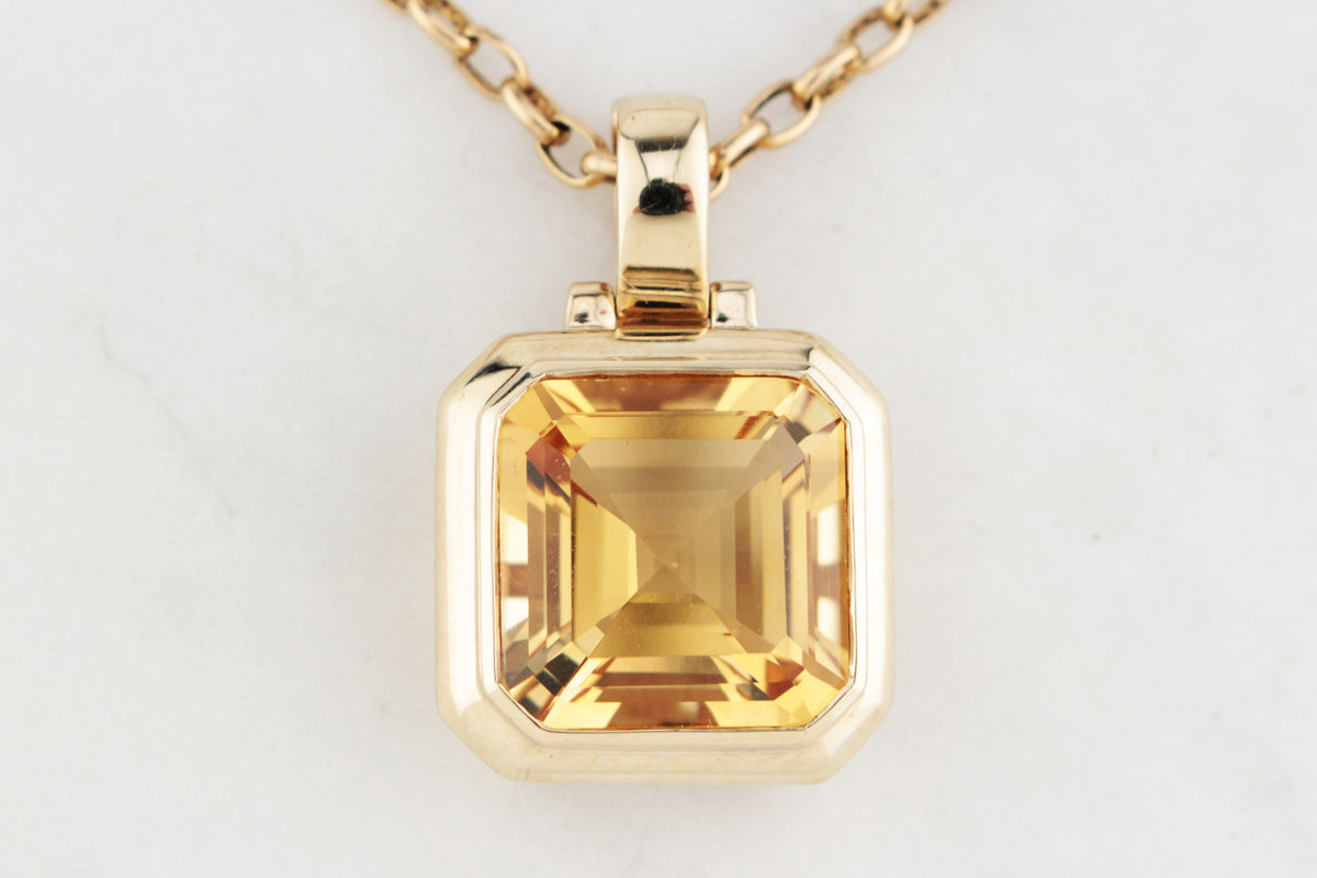 MODERN 12ct CITRINE ENHANCER PENDANT 9ct GOLD
