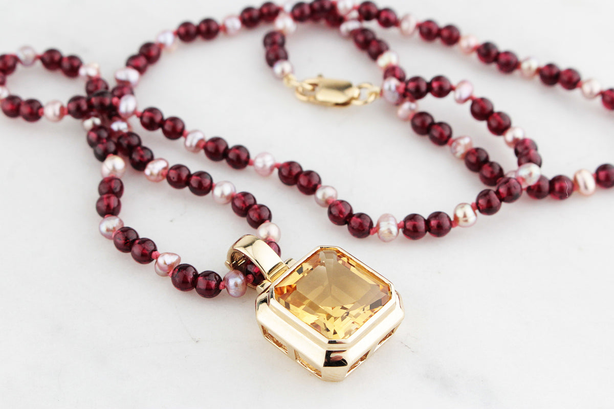 MODERN 12ct CITRINE ENHANCER PENDANT 9ct GOLD