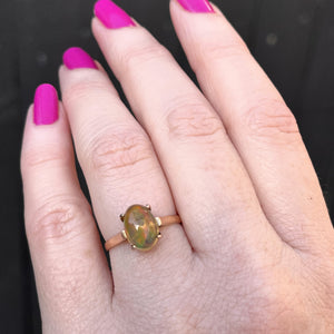 ANTIQUE EDWARDIAN c1910 FIRE OPAL RING ON 18ct YELLOW GOLD