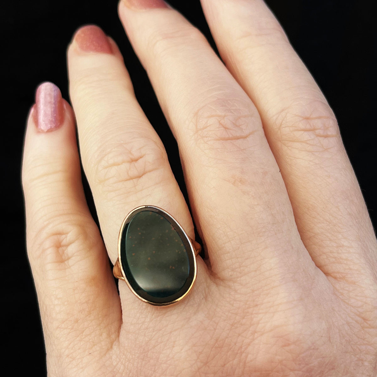 ANTIQUE EDWARDIAN BLOODSTONE RING 14ct GOLD