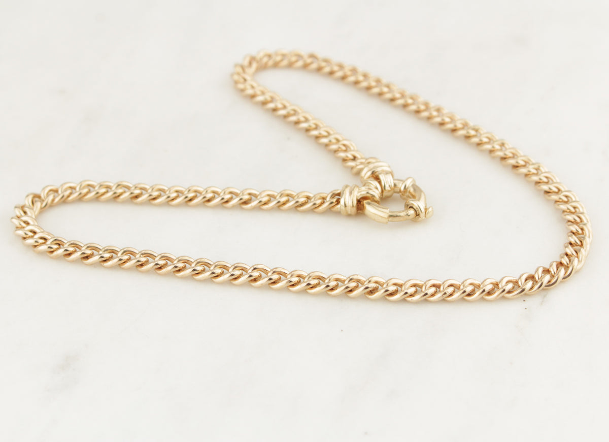 ANTIQUE EDWARDIAN c1900 42.05g CURB LINK FOB NECKLACE