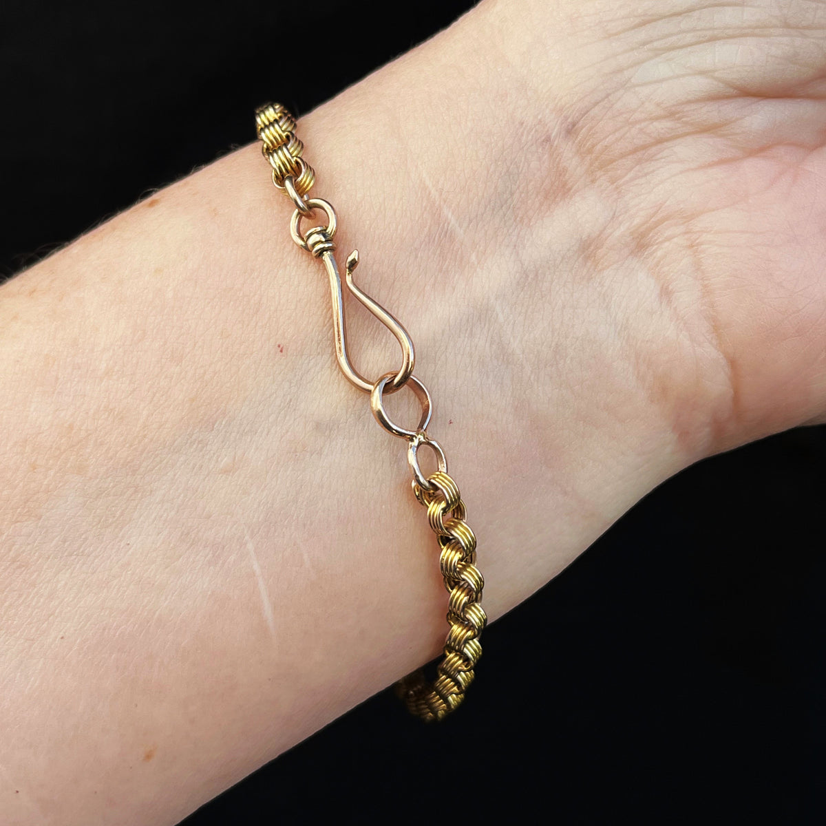 ANTIQUE VICTORIAN FANCY LINK BRACELET 9ct YELLOW GOLD