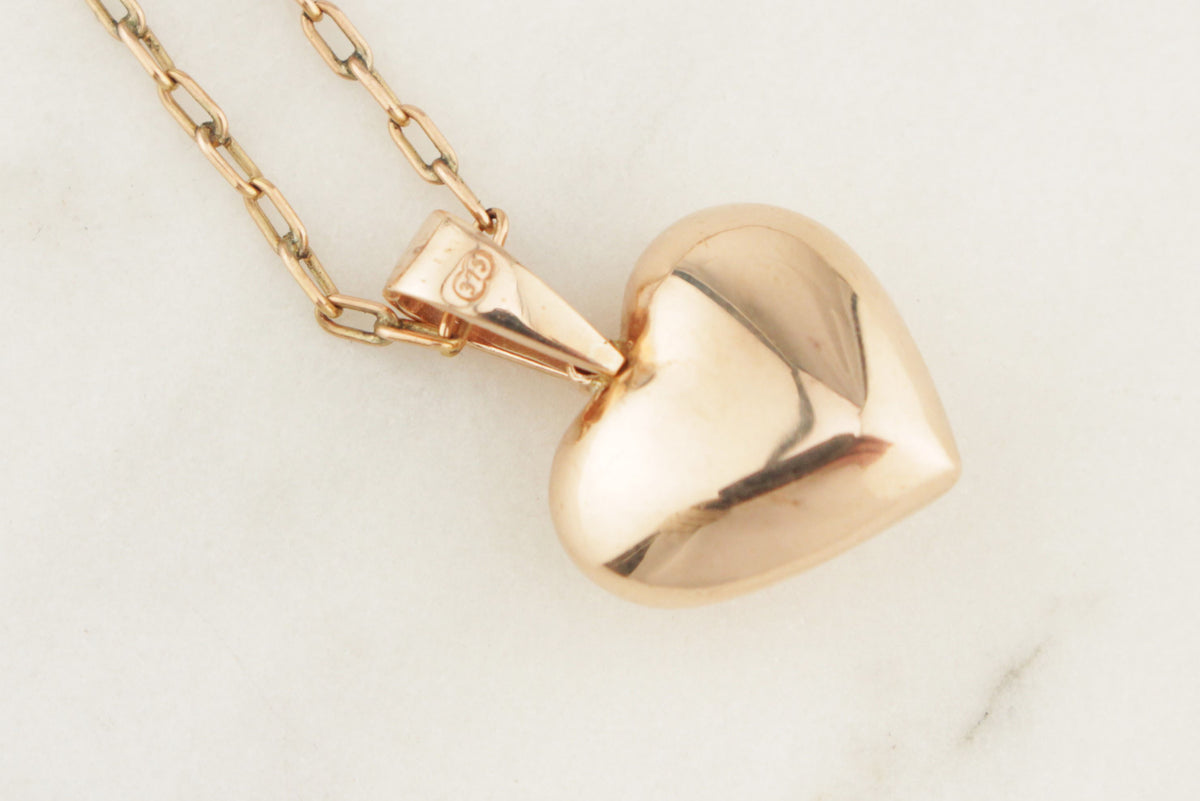 VINTAGE CHAMPAGNE DIAMOND HEART PENDANT 9ct GOLD