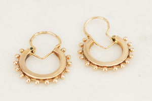 ANTIQUE VICTORIAN 1896  BEAD HOOP EARRINGS 18ct GOLD