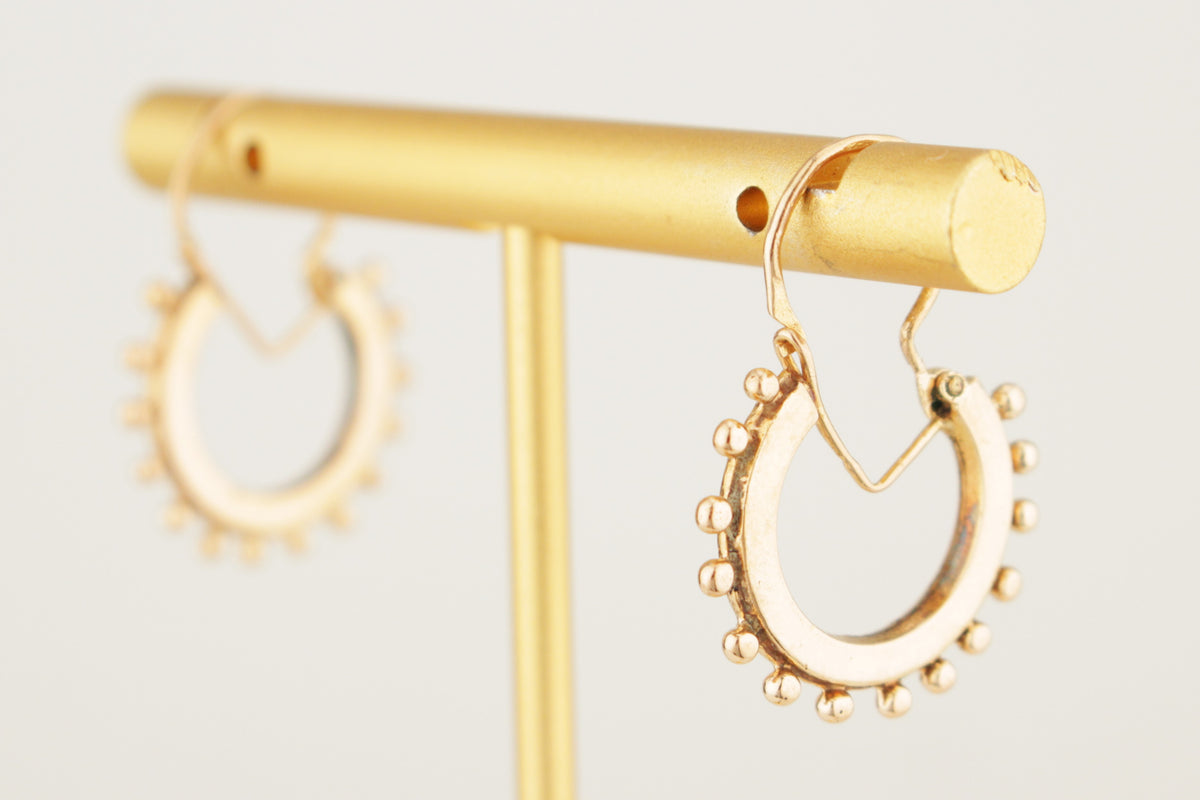 ANTIQUE VICTORIAN 1896  BEAD HOOP EARRINGS 18ct GOLD