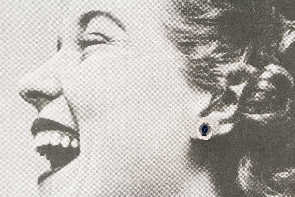 VINTAGE c1940 SAPPHIRE &amp; DIAMOND EARRINGS 18ct WHITE GOLD