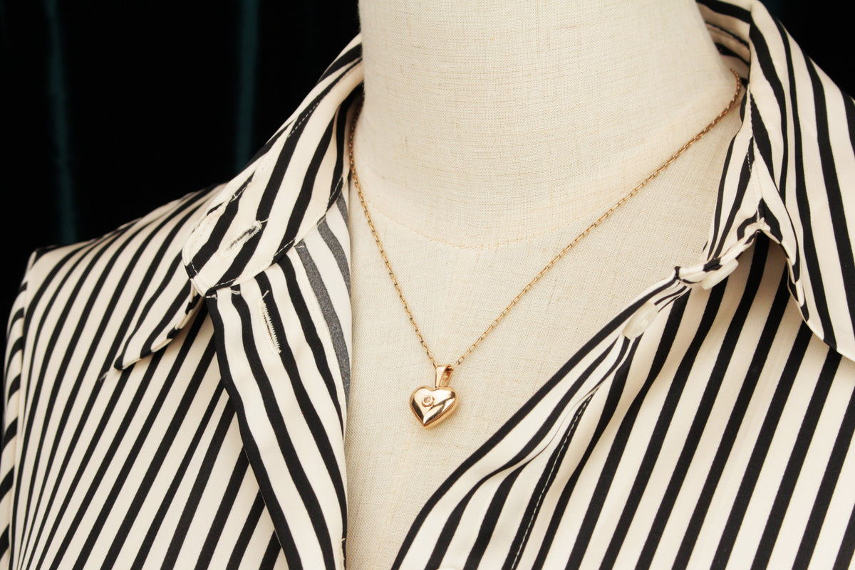 VINTAGE CHAMPAGNE DIAMOND HEART PENDANT 9ct GOLD