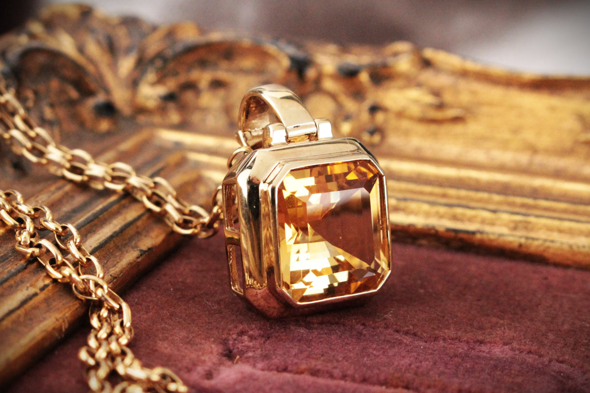 MODERN 12ct CITRINE ENHANCER PENDANT 9ct GOLD