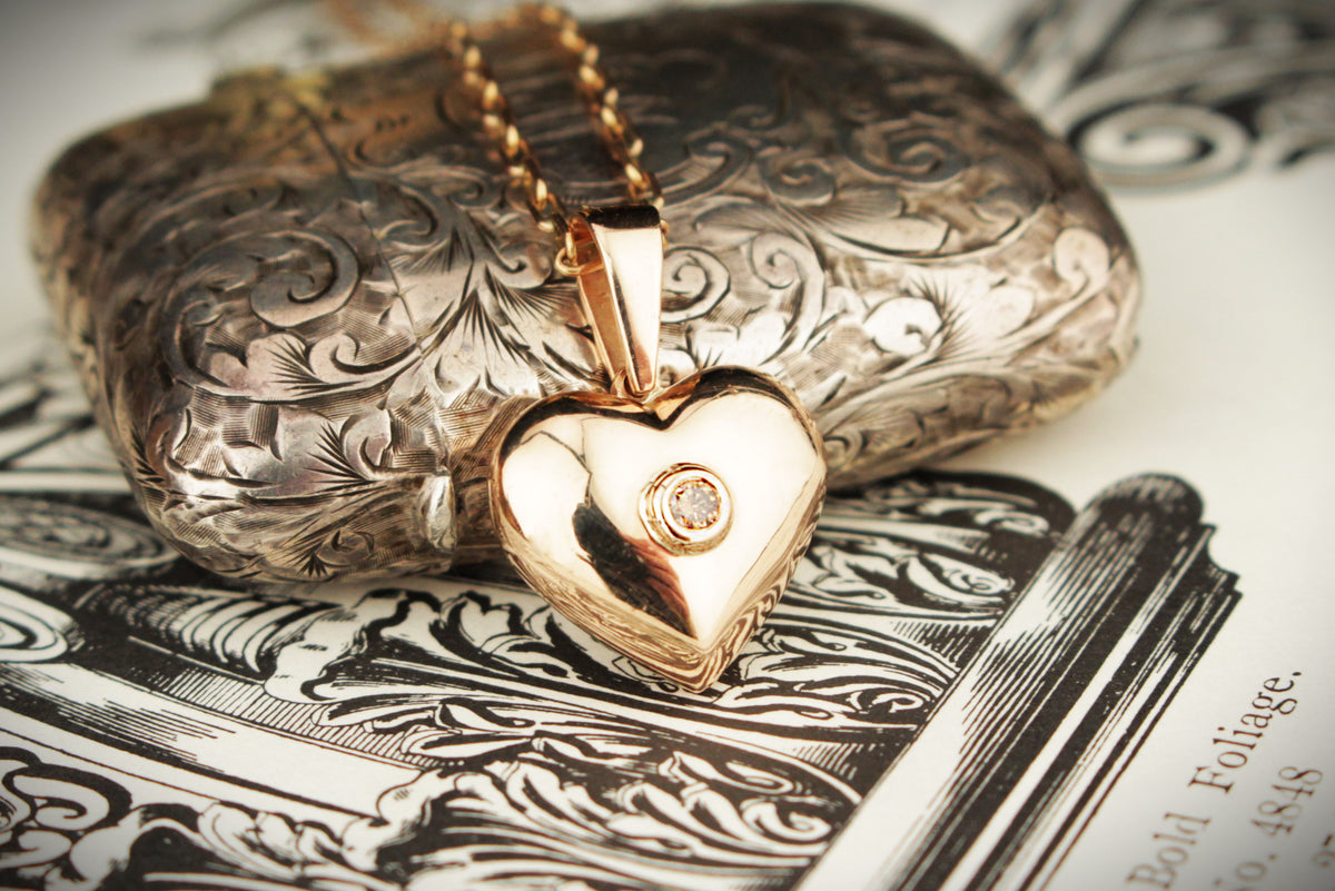 VINTAGE CHAMPAGNE DIAMOND HEART PENDANT 9ct GOLD