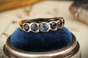 VINTAGE ESTATE SAPPHIRE HALF HOOP 9ct YELLOW GOLD