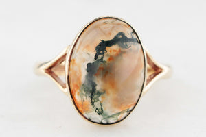 VINTAGE MOSS AGATE RING 9ct GOLD