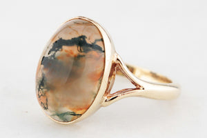 VINTAGE MOSS AGATE RING 9ct GOLD
