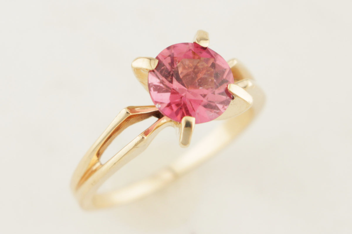 MID CENTURY PINK TOURMALINE RING 14ct GOLD