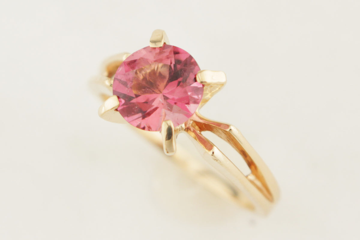 MID CENTURY PINK TOURMALINE RING 14ct GOLD