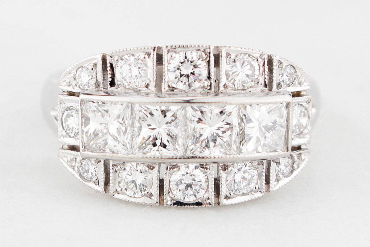 ART DECO 1.71ct DIAMOND RING 18ct WHITE GOLD