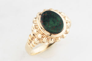 RETRO ANTIQUE STYLE BLOODSTONE RING 9ct GOLD