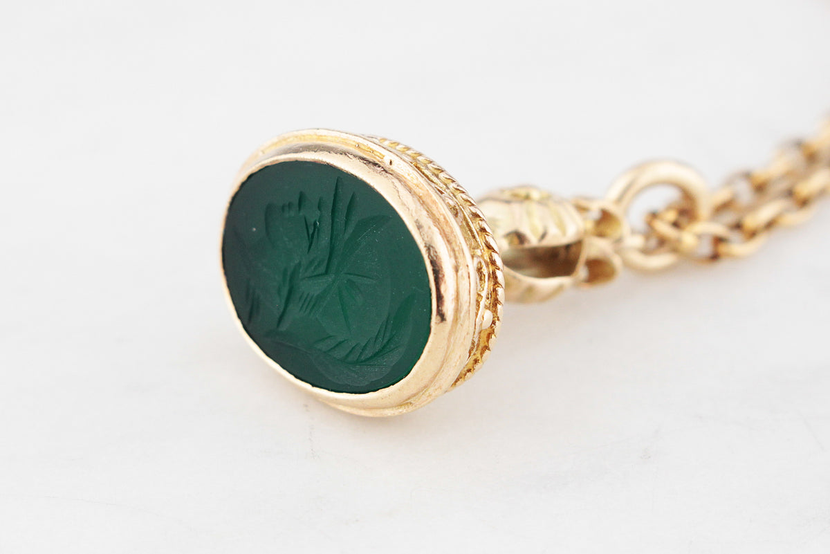 VINTAGE ANTIQUE STYLE SARD FOB PENDANT 9CT GOLD