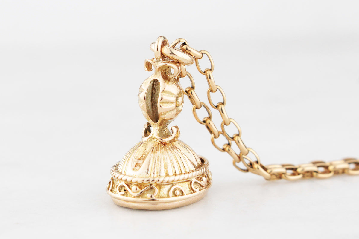 VINTAGE ANTIQUE STYLE SARD FOB PENDANT 9CT GOLD