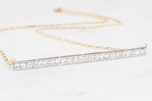 ART DECO 1.85ct DIAMOND BAR PENDANT 14ct GOLD